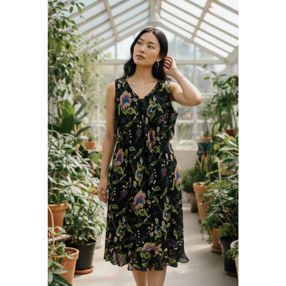 R&K Woman Dresses & Skirts - Women's R&K Woman Floral Sleeveless Dress 20W Black